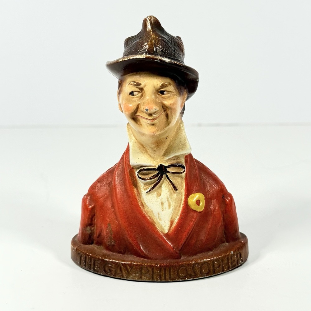 Vintage The Gay Philosopher Bust Figurine Chalkware Art Statue Retro